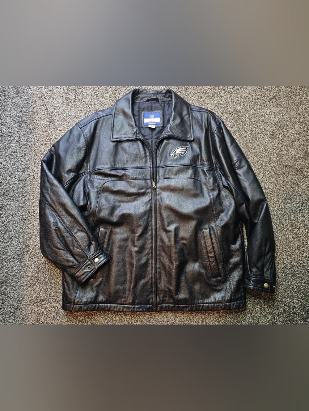 Reebok Philadelphia Eagles Genuine Leather Jacket sz XL
